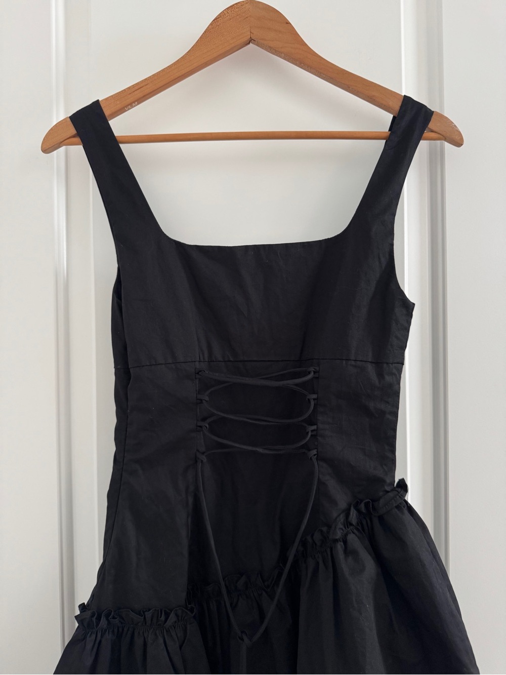 Princess Polly Shantelle asymmetric ruffle hem lace-up detail romper in black 2 - Picture 8 of 12